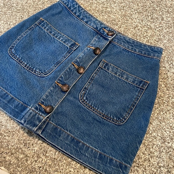 Free People Denim Button-Front Skirt - Picture 4 of 4